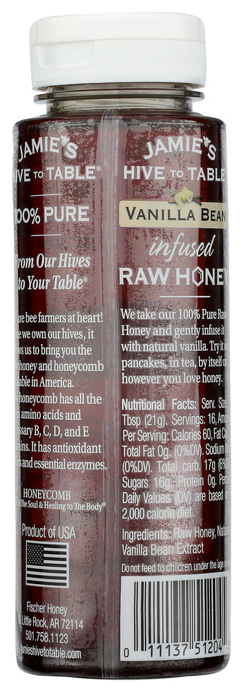 Hive To Table Honey Farms: Hny Jamies Raw Infsd Vnla, 12 Oz