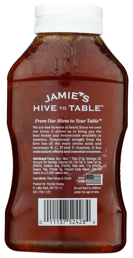 Hive To Table Honey Farms: Honey Jamies Wflwr W Comb, 24 Oz