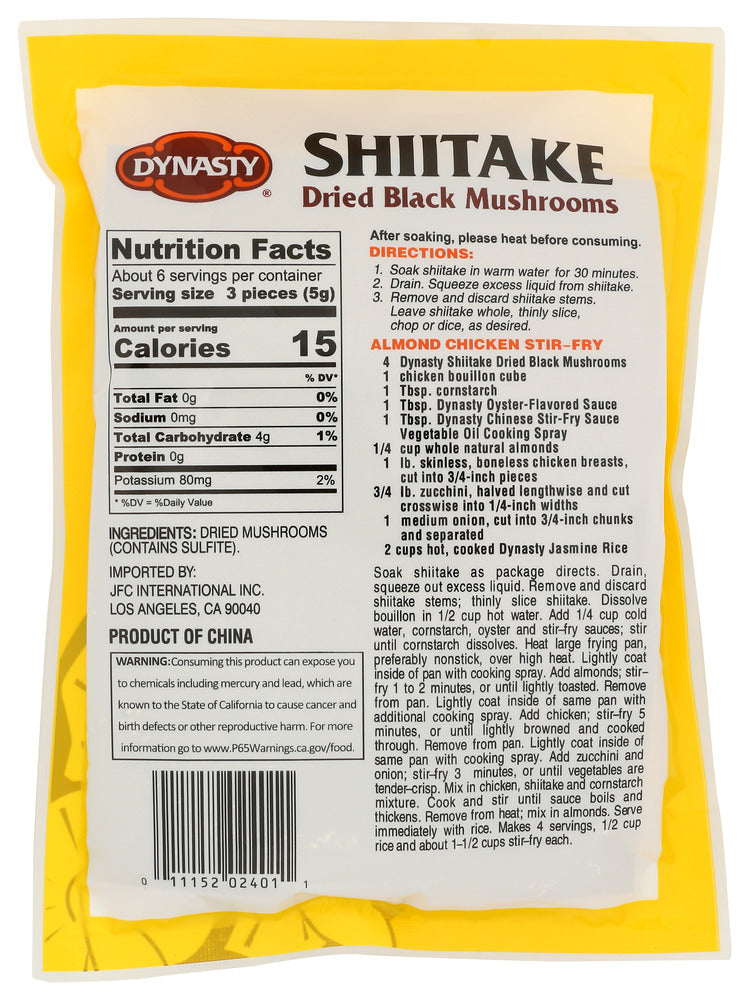 Dynasty: Dried Black Mushrooms Shiitake, 1 Oz