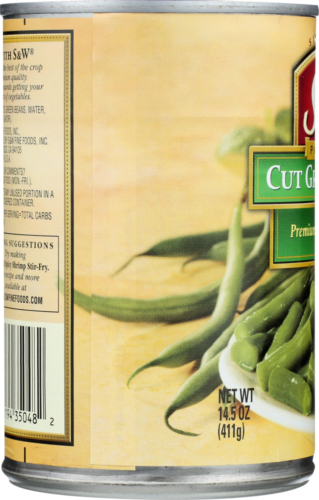 S & W: Premium Cut Green Beans, 14.5 Oz