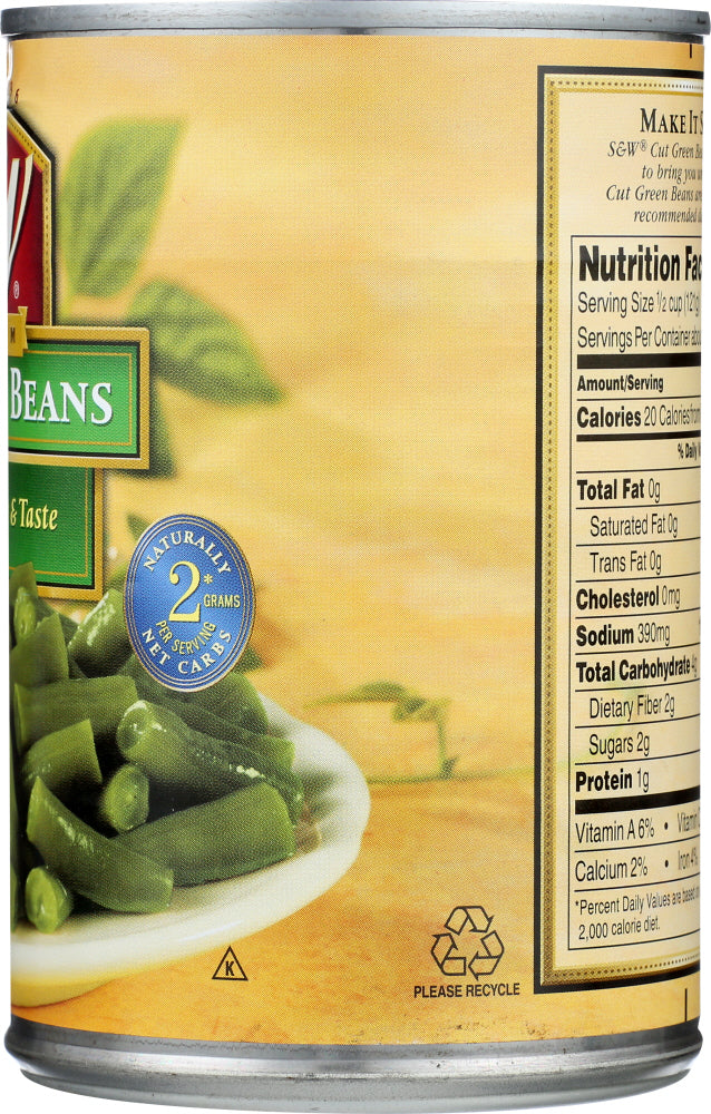 S & W: Premium Cut Green Beans, 14.5 Oz