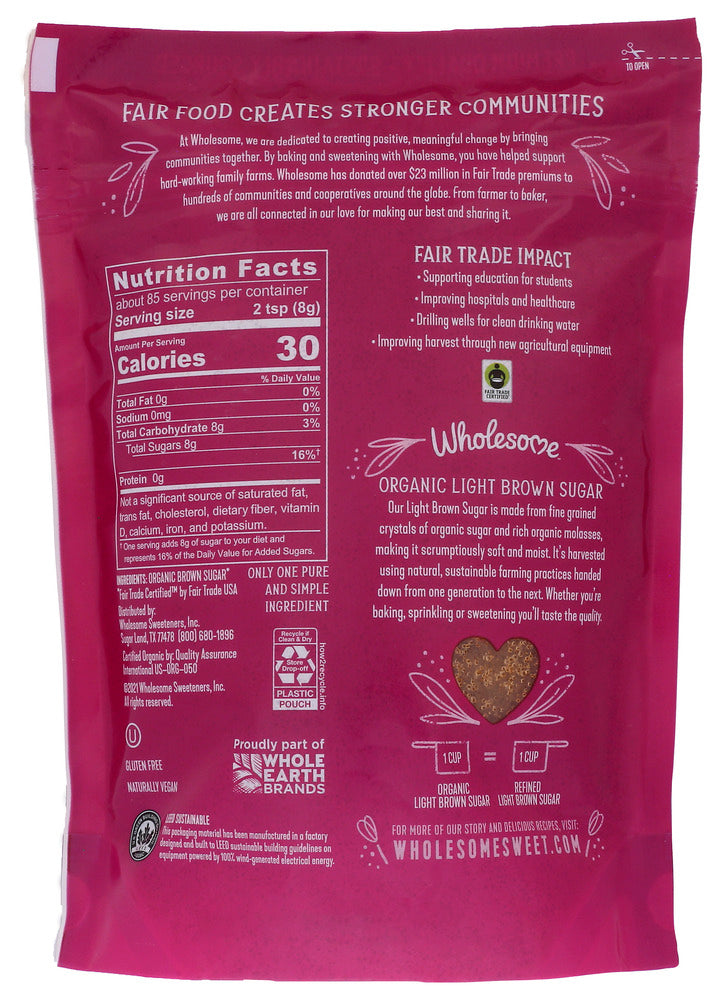 Wholesome Sweeteners: Organic Light Brown Sugar, 24 Oz