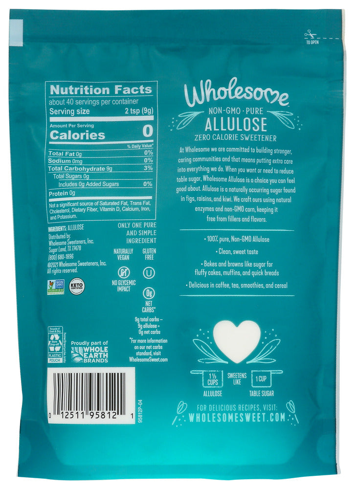 Wholesome: Allulose Zero Calorie Granulated Sweetener, 12 Oz