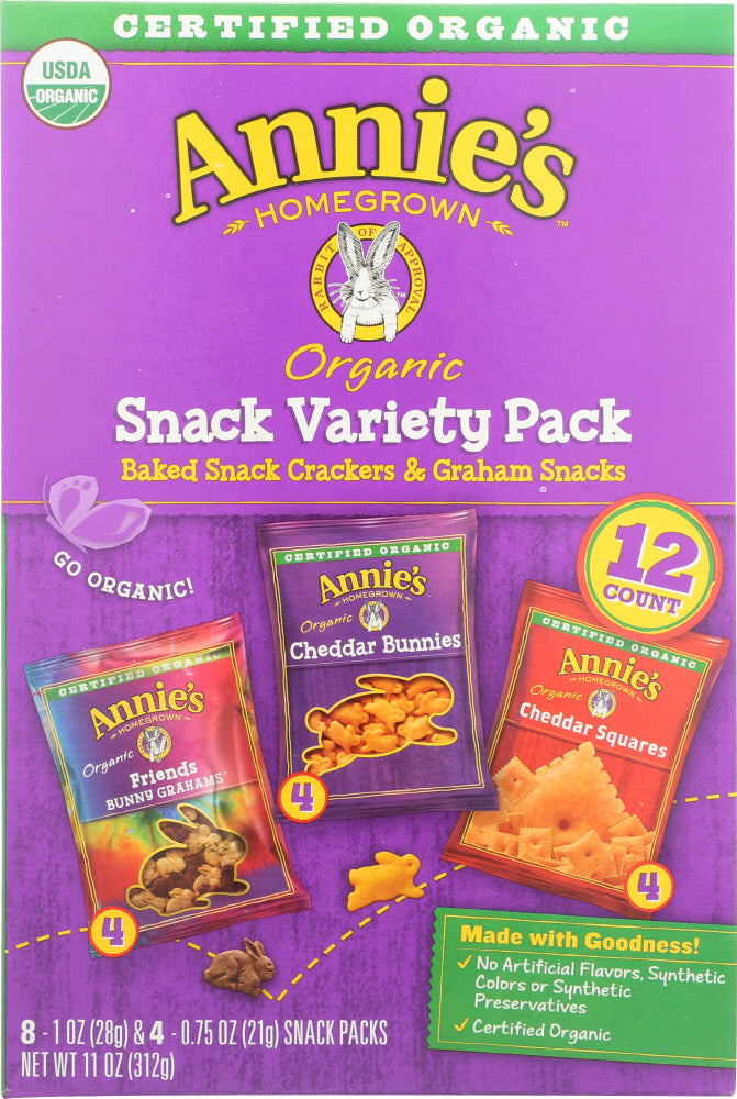 Annies Homegrown: Organic Snack Variety Pack 12Ct, 11 Oz