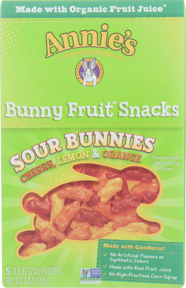 Annies Homegrown: Fruit Snack Sour, 4 Oz