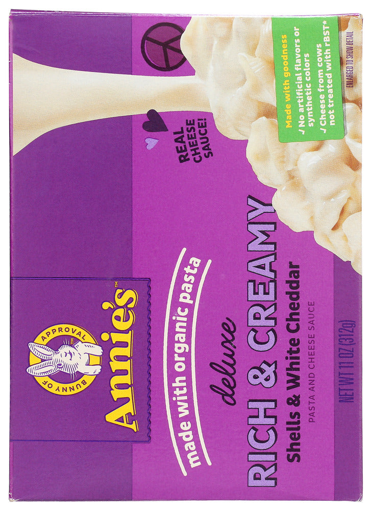 Annies Homegrown: Deluxe Rich & Creamy Shells & White Cheddar Mac & Cheese, 11 Oz