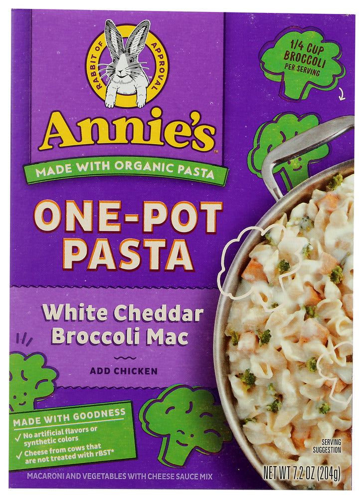 Annies Homegrown: White Cheddar Broccoli Mac One Pot Pasta, 7.2 Oz