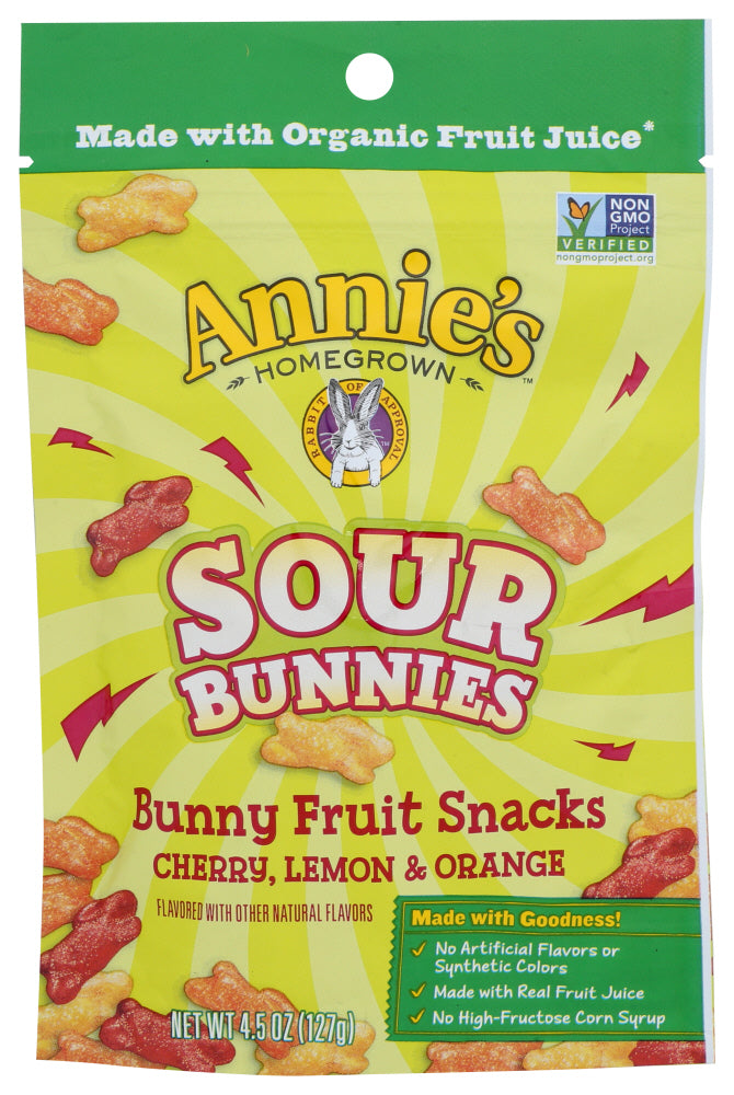 Annies Homegrown: Fruit Snack Bunny Sour, 4.5 Oz