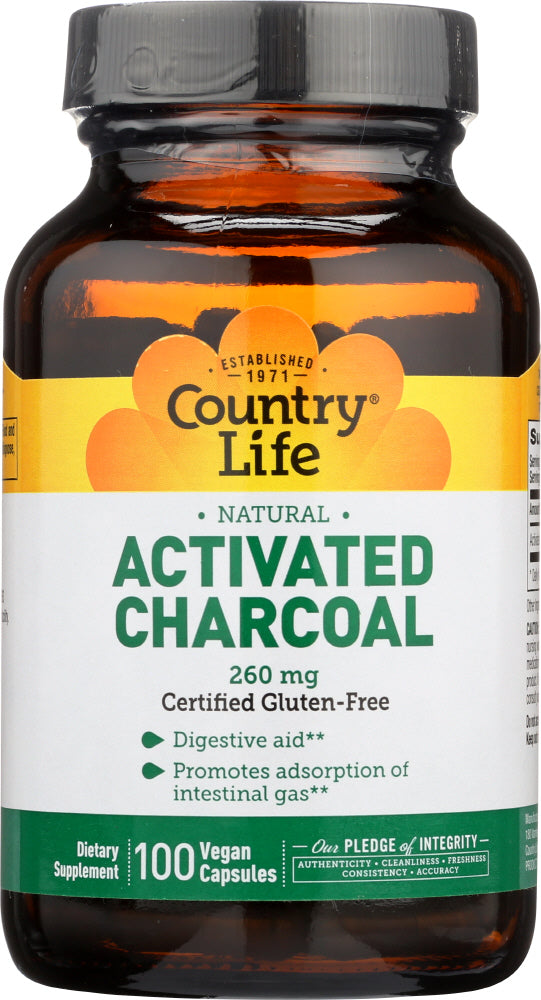 Country Life: Activated Charcoal 260 Mg, 100 Vc