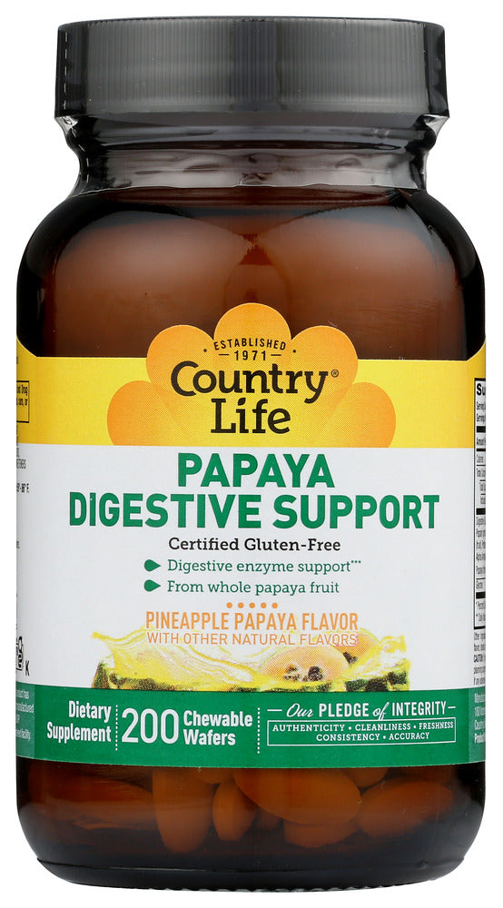 Country Life: Papaya Digestive Support, 200 Tb