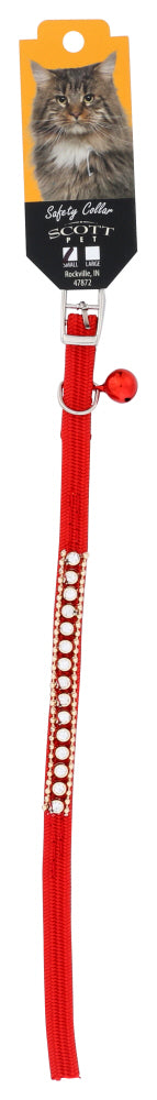 Scott Pet: Cat Collar Red With Jewels, 1 Ea