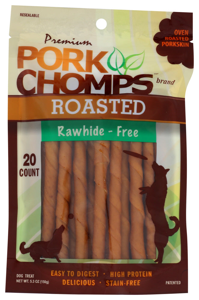 Pork Chomps: Premium Mini Roasted Porkskin Twistz Dog Treat, 20 Ea