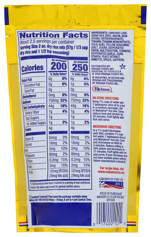 Mahatma: Yellow Rice, 5 Oz