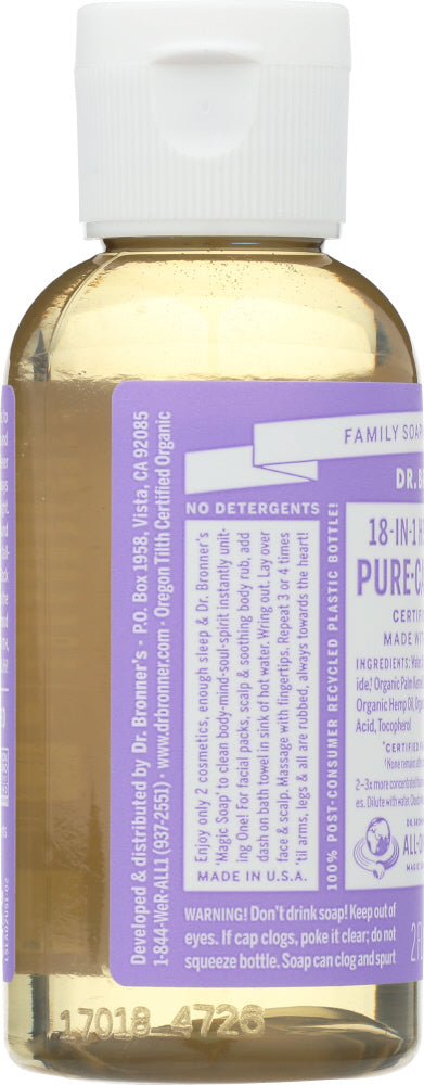 Dr Bronner's: 18-In-1 Hemp Lavender Pure Castile Soap, 2 Oz