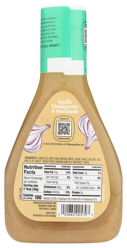 Newmans Own: Garlic Vinaigrette Dressing, 16 Fo