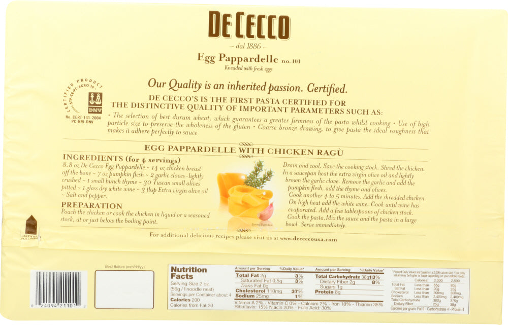 De Cecco: Pasta Egg Pappardelle, 8.8 Oz