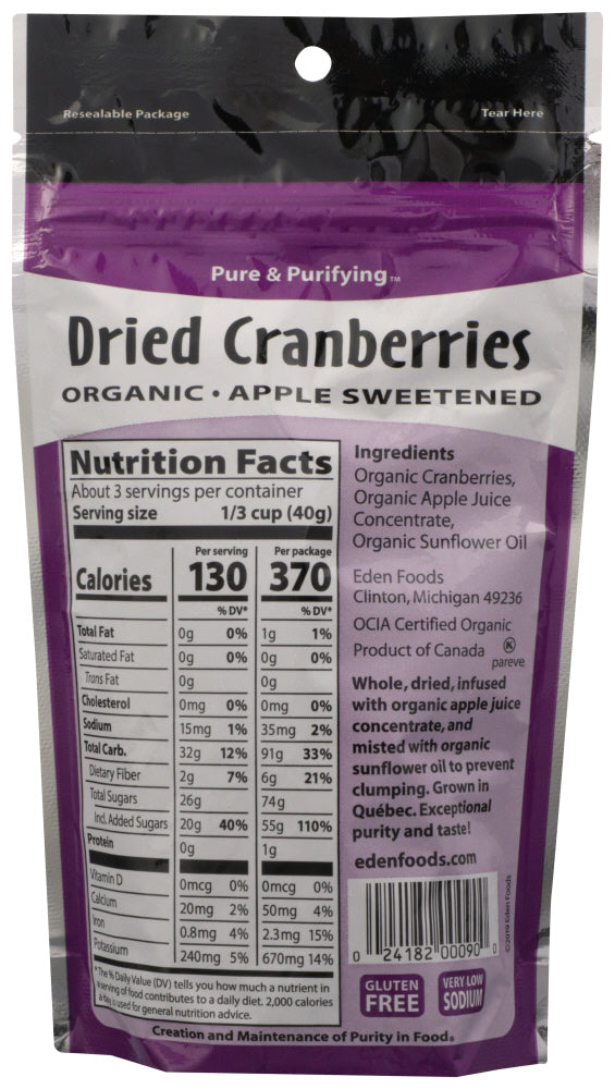 Eden Foods: Organic Dried Cranberries Apple Sweetened, 4 Oz