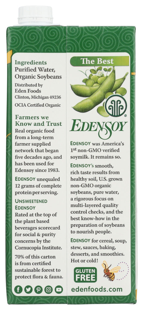 Eden Foods: Unsweetened Edensoy, 32 Fo