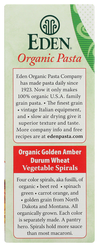 Eden Foods: Pasta Veg Spirals Org, 12 Oz