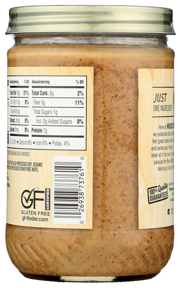 Woodstock: Almond Butter Raw Smooth Unsalted, 16 Oz