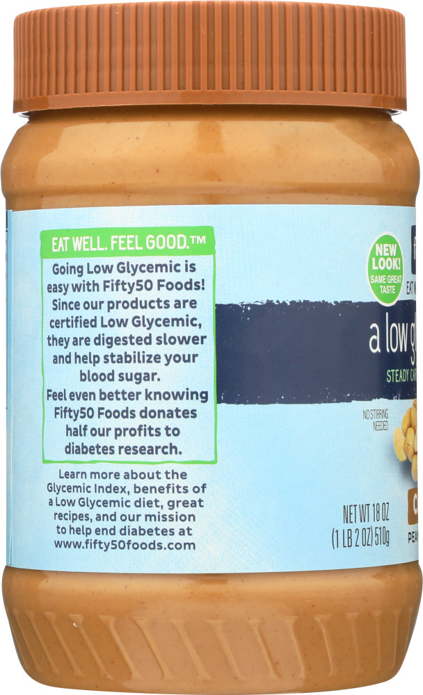 Fifty 50: No Sugar Added Creamy Peanut Butter, 18 Oz