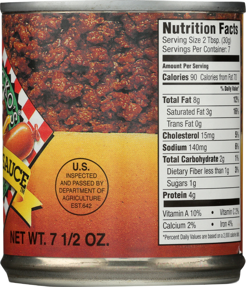 Tony Packos: Hot Dog Chili Sauce, 7.5 Oz