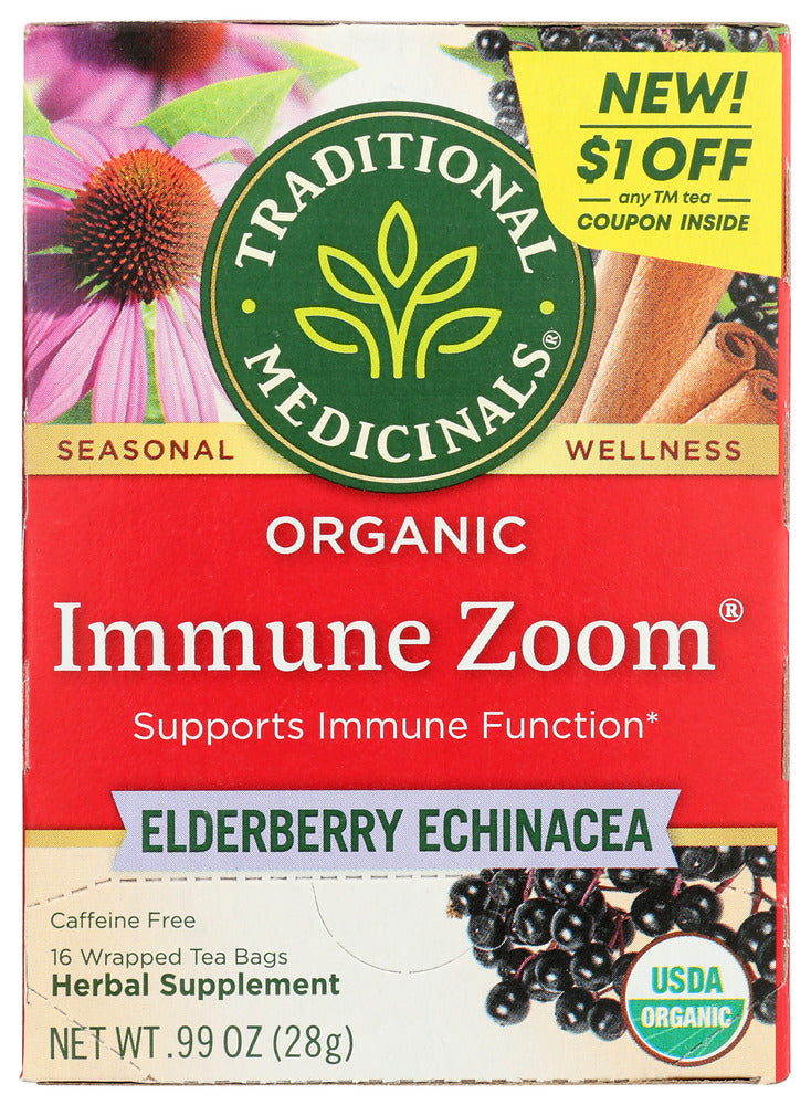 Traditional Medicinals: Immune Zoom Elderberry Echinacea Tea, 16 Bg