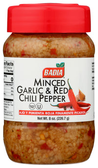 Badia: Spice Grlc Minced Redchil, 8 Oz