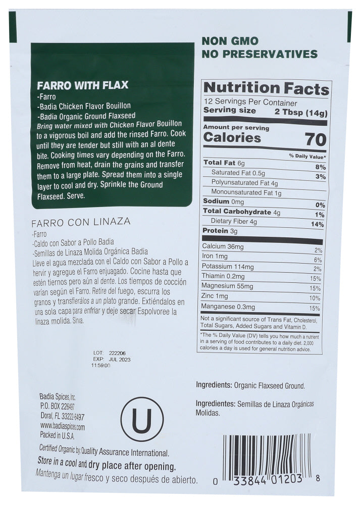 Badia: Flax Seed Ground Organic, 6 Oz