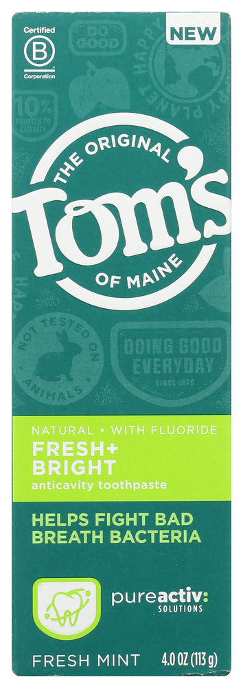 Toms Of Maine: Toothpaste Fresh & Bright Fresh Mint, 4 Oz