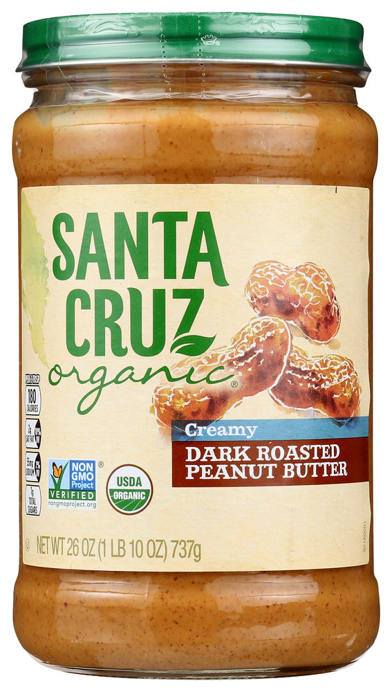 Santa Cruz Organic: Dark Roasted Creamy Peanut Butter, 26 Oz