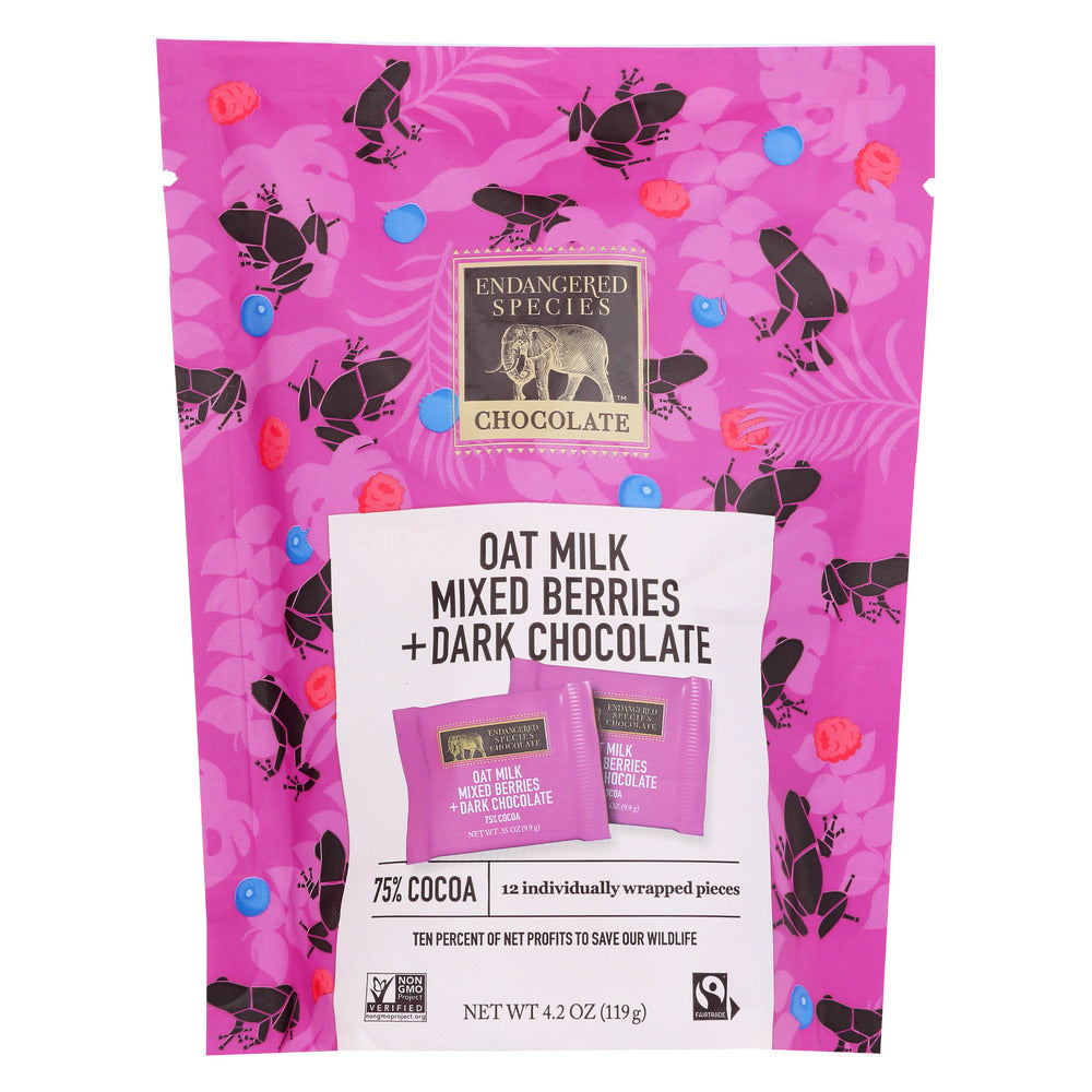 Endangered Species: Dark Chocolate With Oat Milk And Mixed Berries, 4.2 Oz