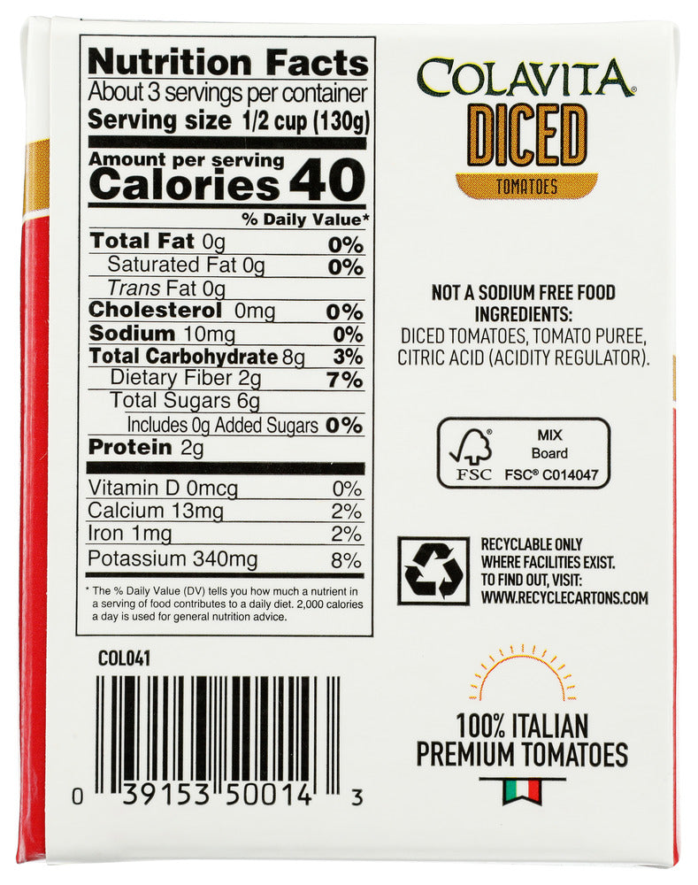 Colavita: Diced Italian Tomatoes, 13.76 Oz