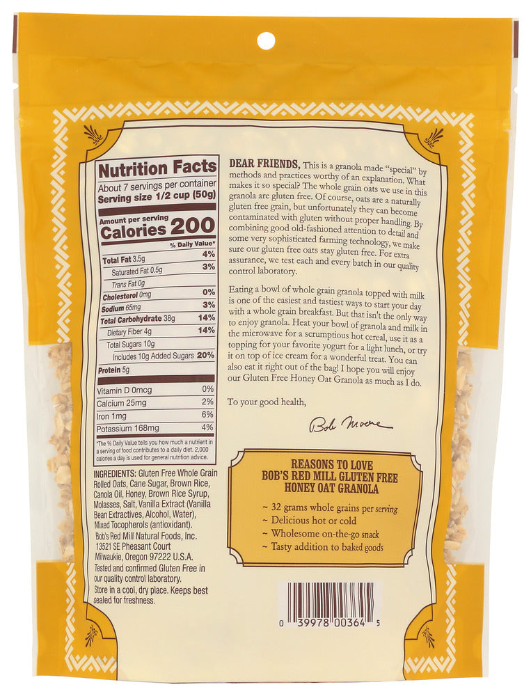 Bobs Red Mill: Granola Gluten Free Honey Oat, 12 Oz