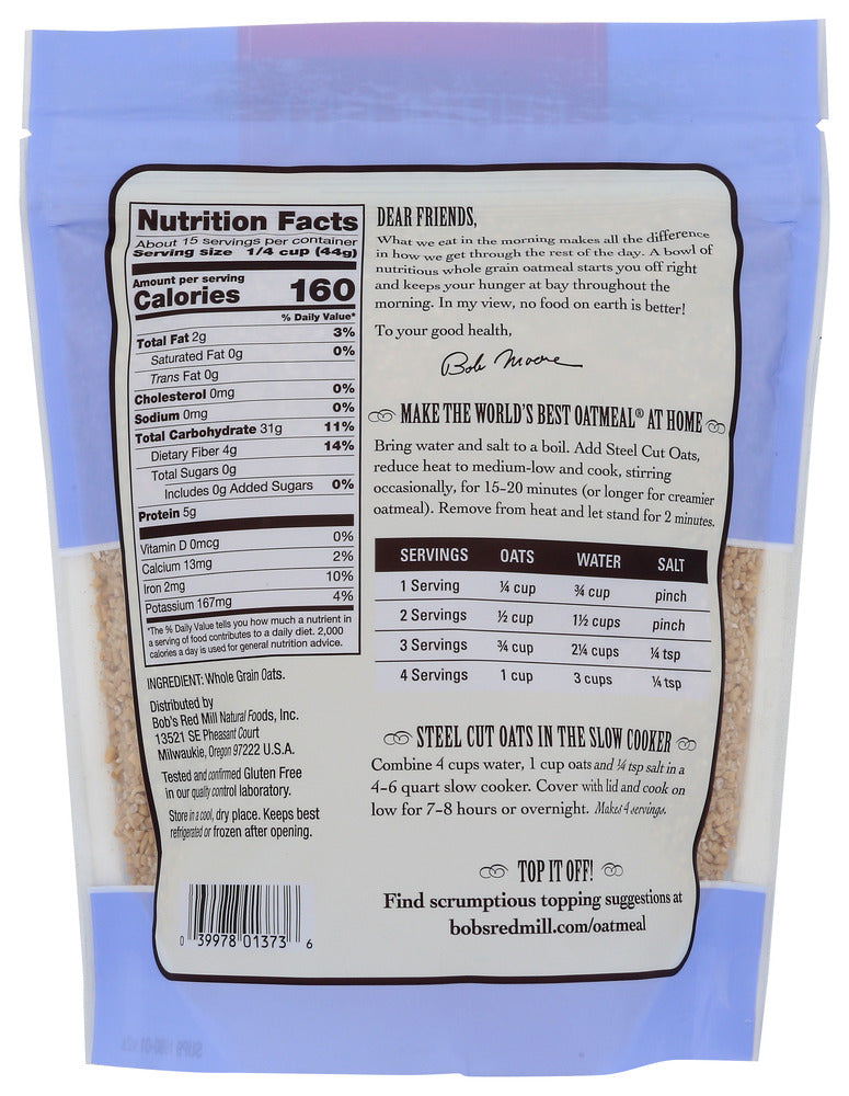 Bobs Red Mill: Gluten Free Steel Cut Oats, 24 Oz