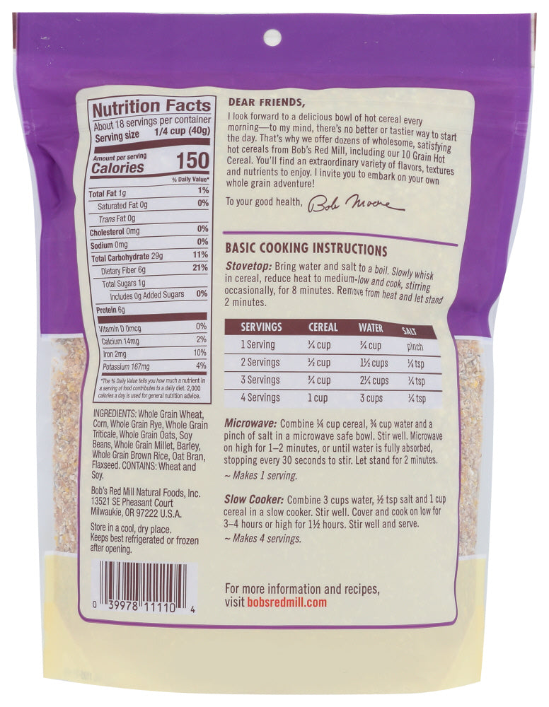 Bobs Red Mill: Cereal Hot 10 Grain, 25 Oz