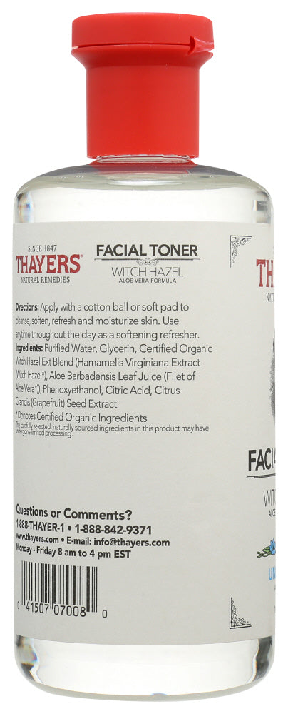 Thayers: Alcohol Free Unscented Facial Toner Witch Hazel And Aloe Vera Formula, 12 Oz