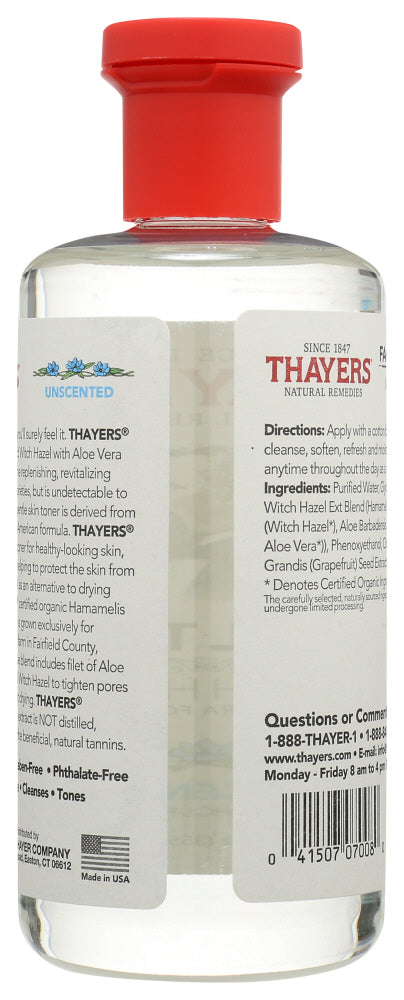 Thayers: Alcohol Free Unscented Facial Toner Witch Hazel And Aloe Vera Formula, 12 Oz