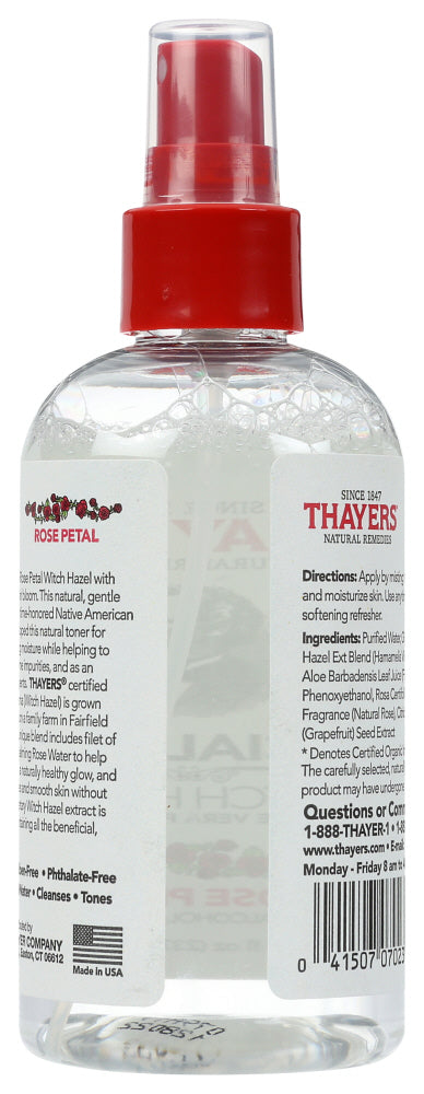 Thayers: Alcohol Free Rose Petal Facial Mist Witch Hazel And Aloe Vera Formula, 8 Oz