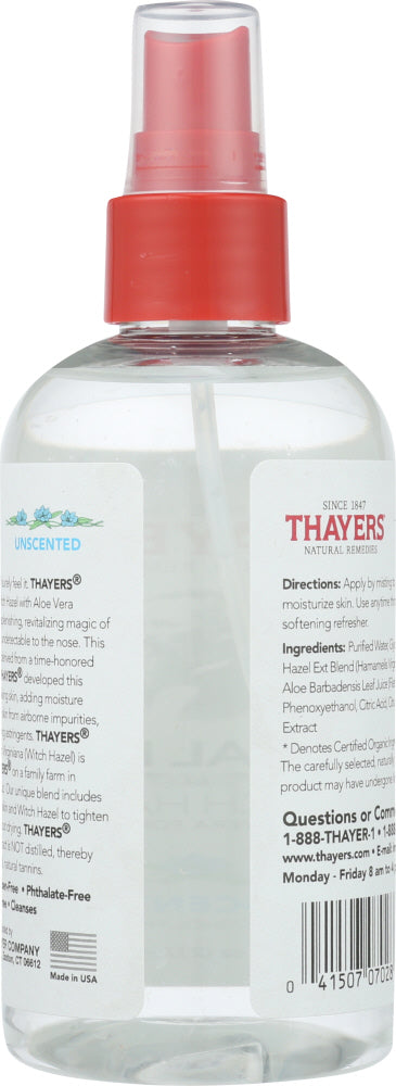 Thayers: Alcohol Free Unscented Facial Mist Witch Hazel And Aloe Vera Formula, 8 Oz