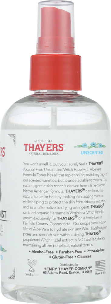 Thayers: Alcohol Free Unscented Facial Mist Witch Hazel And Aloe Vera Formula, 8 Oz