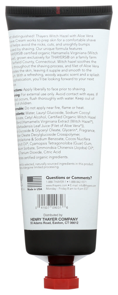 Thayers: Gentlemen Shave Cream Witch Hazel And Aloe Vera Formula, 4 Oz