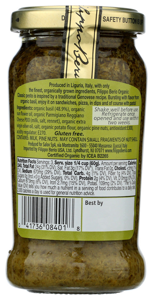 Filippo Berio: Organic Classic Pesto, 6.7 Oz