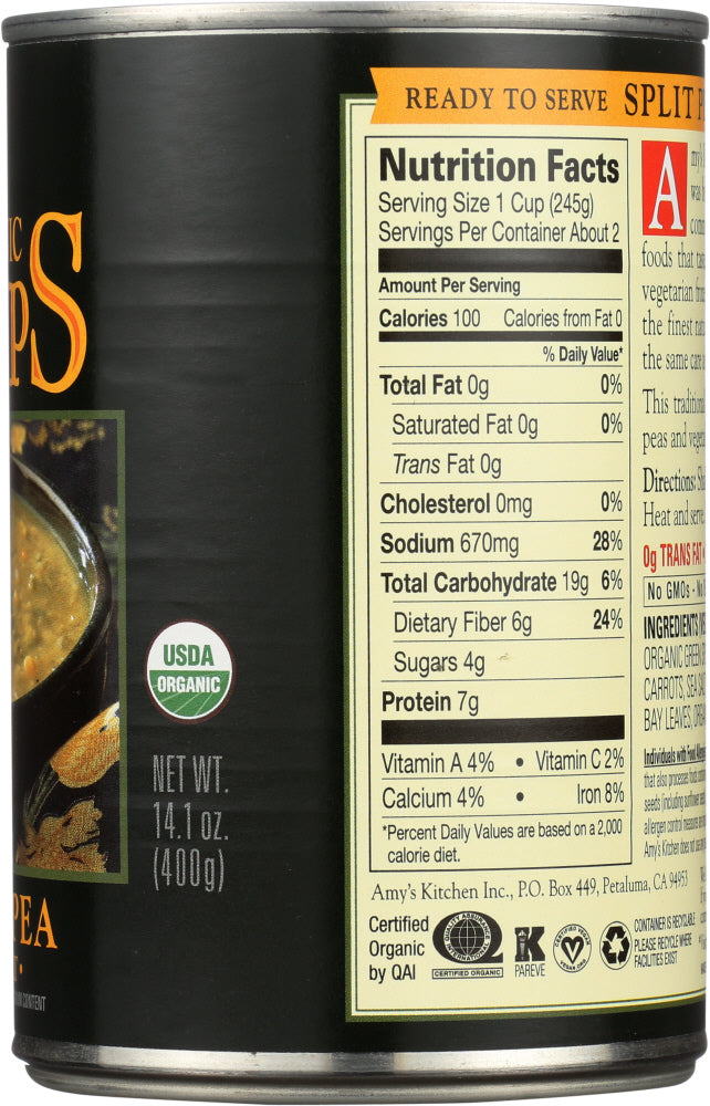 Amys: Soup Split Pea Org Gf, 14.1 Oz