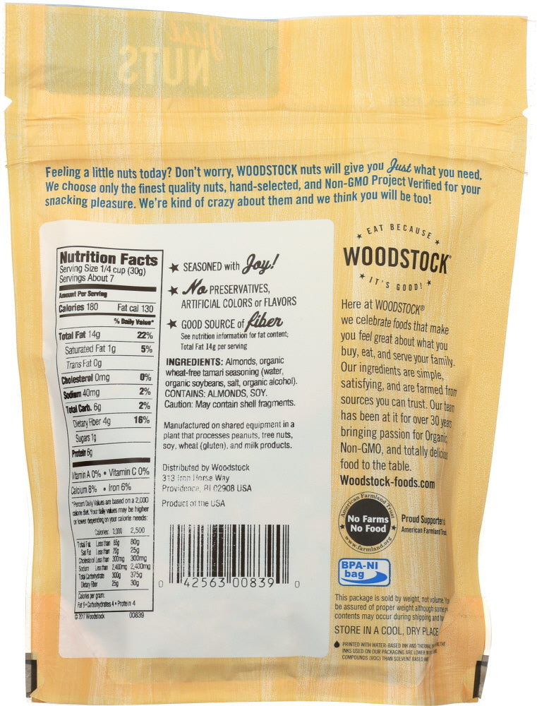 Woodstock: Almonds Tamari, 7.5 Oz