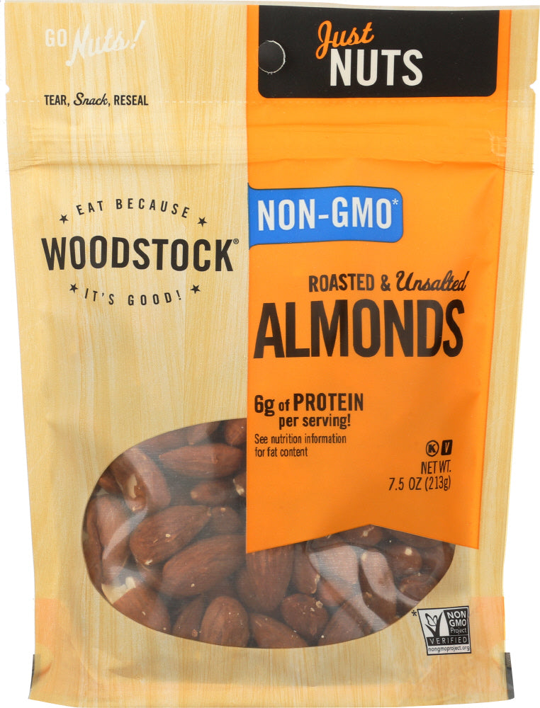 Woodstock: Almonds Rstd Unsltd, 7.5 Oz