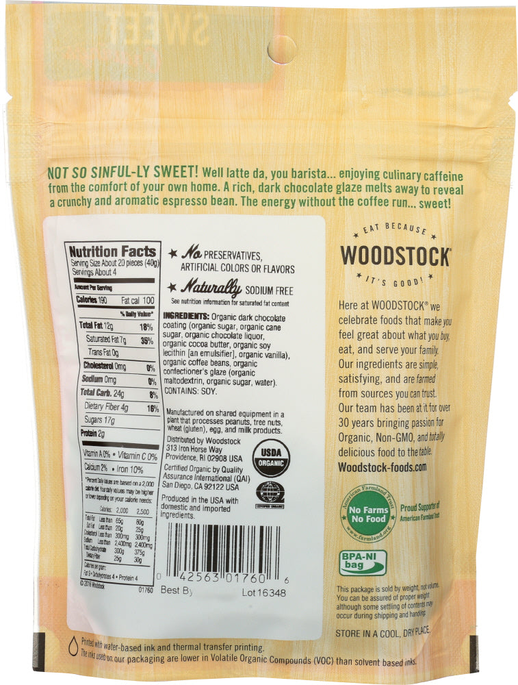 Woodstock: Organic Dark Chocolate Coffee Beans, 6 Oz