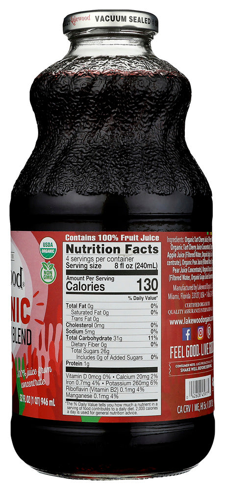 Lakewood: Organic Pure Fruit Tart Cherry Blend, 32 Oz