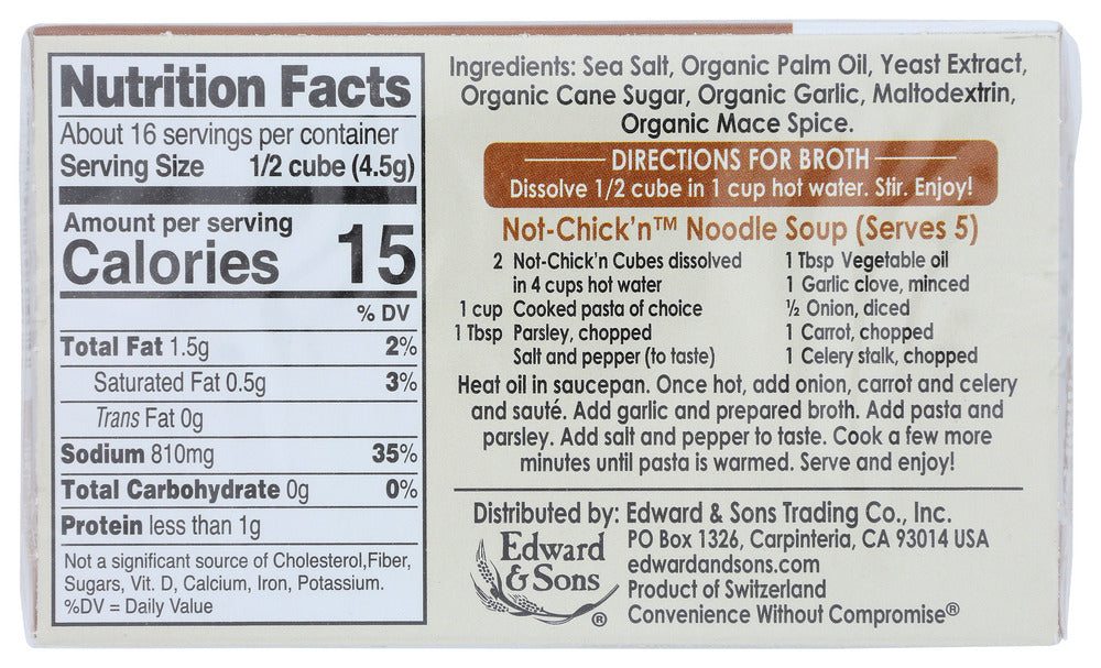 Edward & Sons: Not-Chick'n Natural Bouillon Cubes, 2.5 Oz