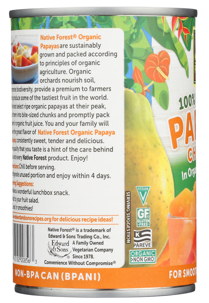 Native Forest: Papaya Chunks, 14 Oz